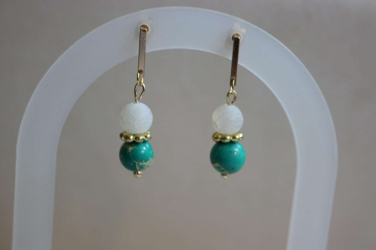 Boucles d'oreilles jaspe impérial vert BO-2 de Créations Myle