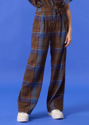 Pantalon Brooke plaid bleu de Cokluch