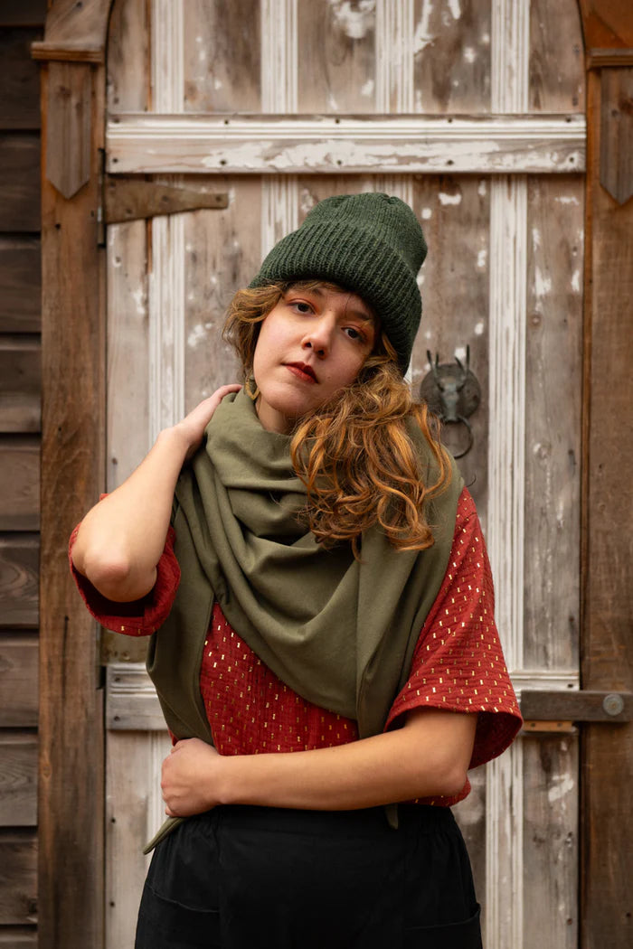 Foulard triangle bambou kaki de Kazak