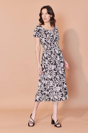 Robe Victoria feuilles noir et ivoire par Cherry Bobin