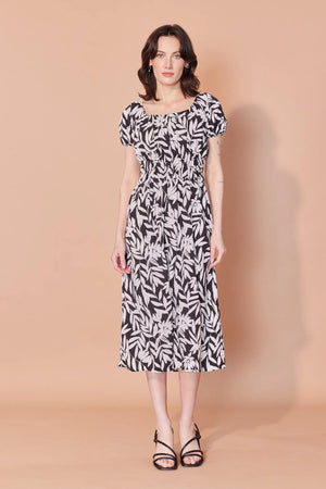 Robe Victoria feuilles noir et ivoire par Cherry Bobin