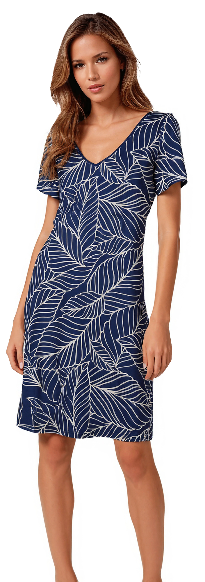 Robe Emely marine avec manches par Miss Versa