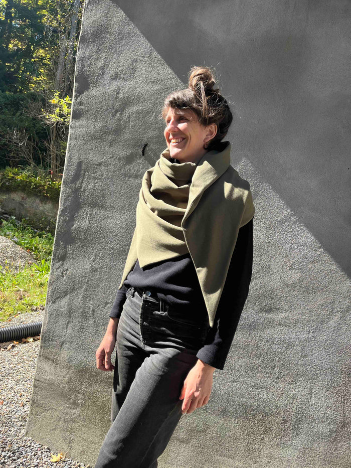 Foulard triangle bambou kaki de Kazak