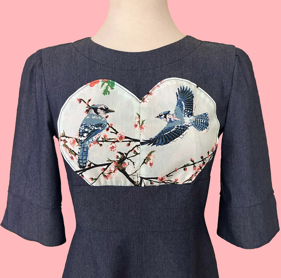Robe denim oiseaux de Desserts and Skirts