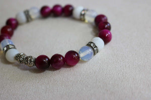 Bracelet Œil de tigre, agate craquelée, pierre de lune, pierres du rhin BRD-3 de Créations Myle