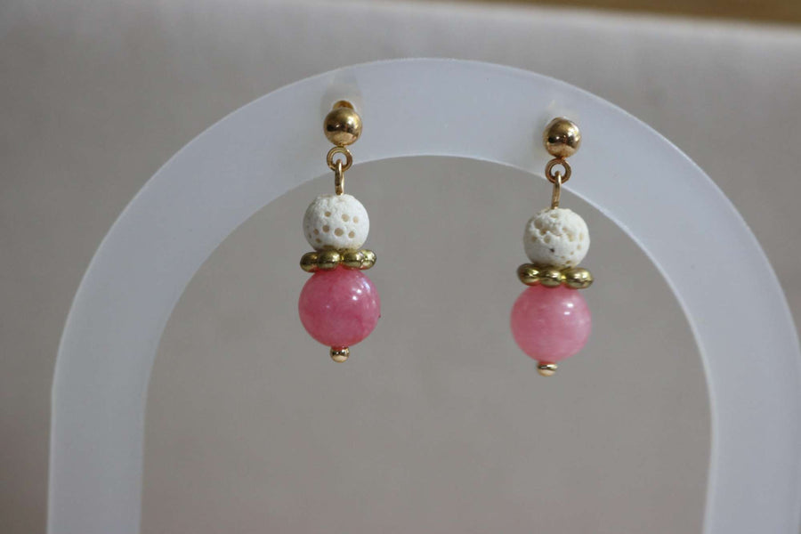 Boucles d'oreilles quartzite rose BO-15 de Créations Myle