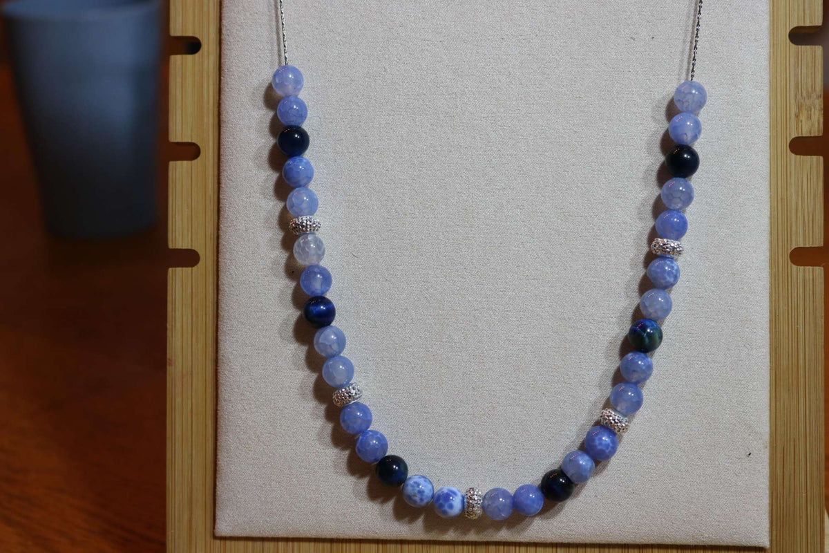 Collier agathe bleue COD-6 de Créations Myle
