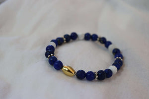 Bracelet Lapis lazuli, agate craquelée, howlite, inox BR-18 de Créations Myle