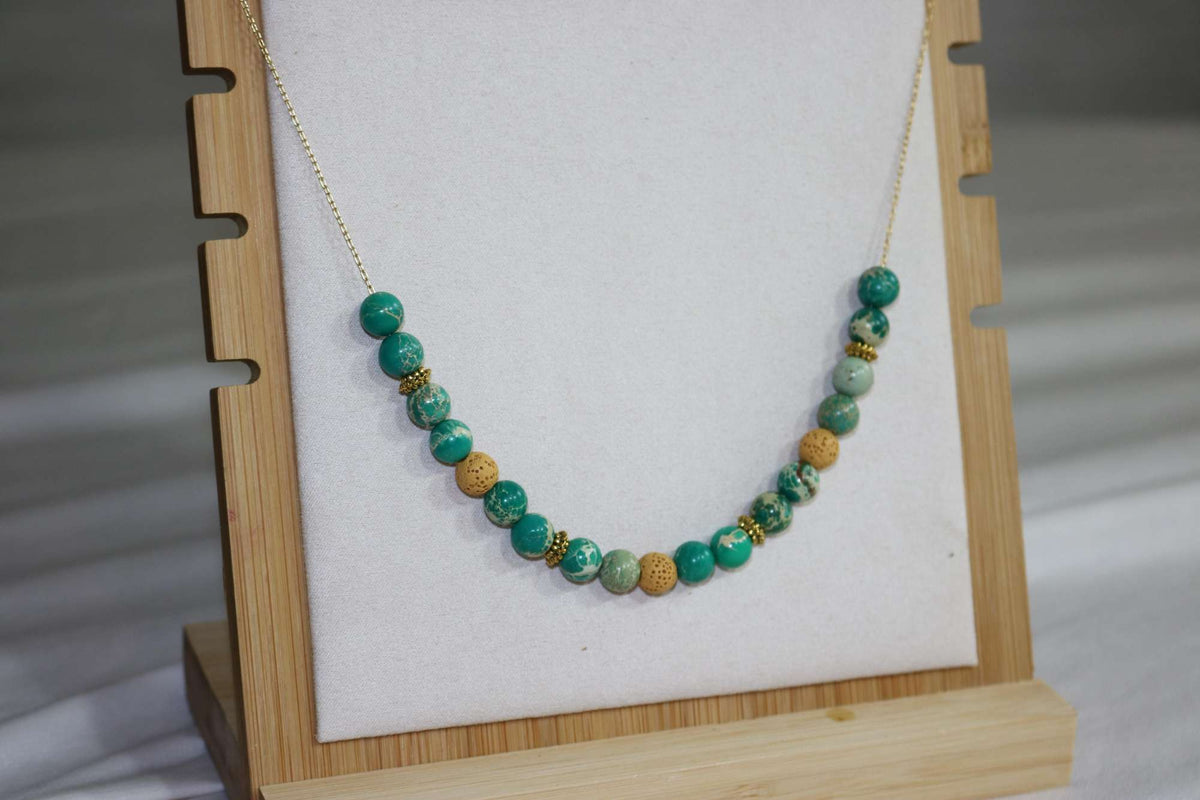 Collier jaspe impérial vert CO-1 de Créations Myle