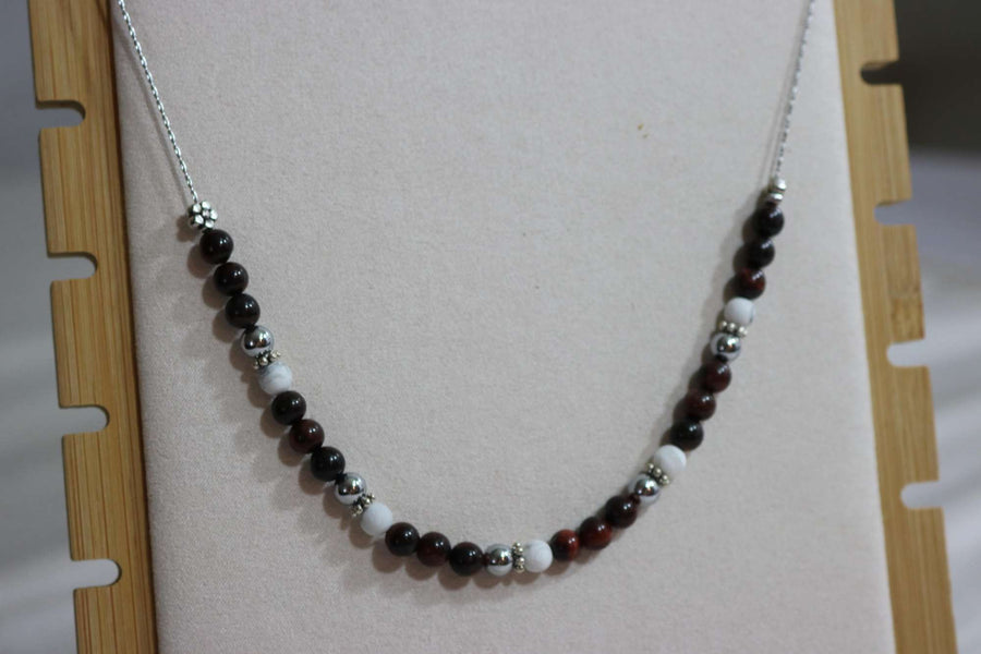 Collier oeil de tigre nématite howlite CO-3 de Créations Myle