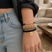 Lot de 4 Bracelet élastiques à cheveux noir gold de Tokade