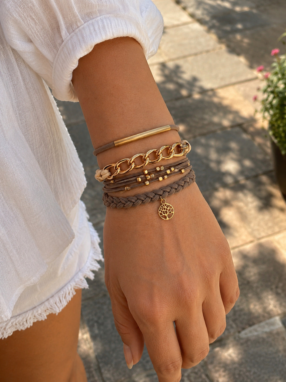 Lot de 4 Bracelet élastiques à cheveux brun gold de Tokade