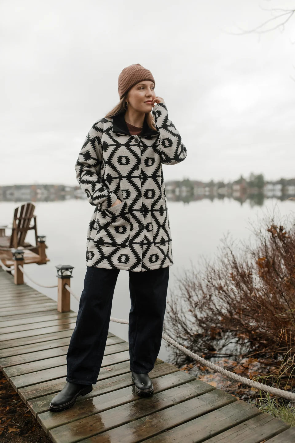 Manteau Kaila noir-ivoire de Louve