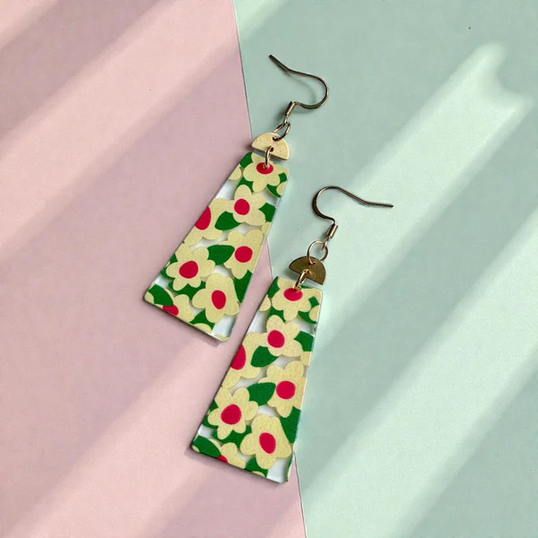 Boucles d'oreilles La rétro fleurie verte  MF-189 de Bijoux M Fantaisie