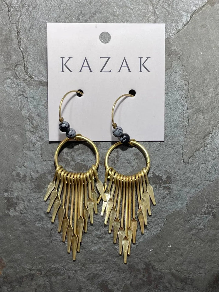 Boucles d'oreille Arrow obsidienne de Kazak