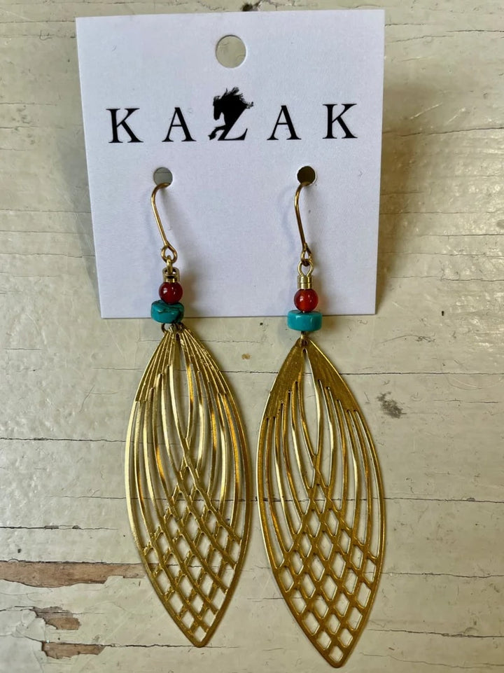 Boucles d'oreilles Obuasi turquoise rouge de Kazak