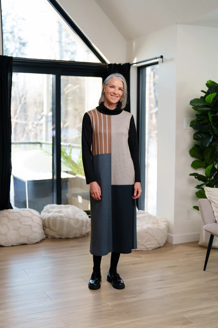Robe Bonaventure noir et rayé de Rien ne se perd tout se crée