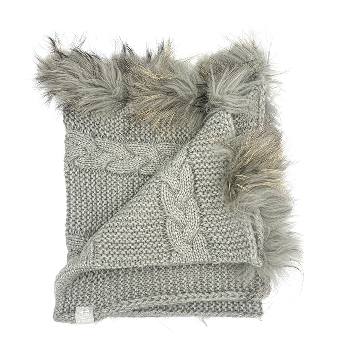 Foulard tube fourrure taupe par Furlux