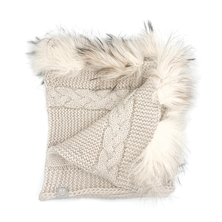 Foulard tube fourrure amande par Furlux