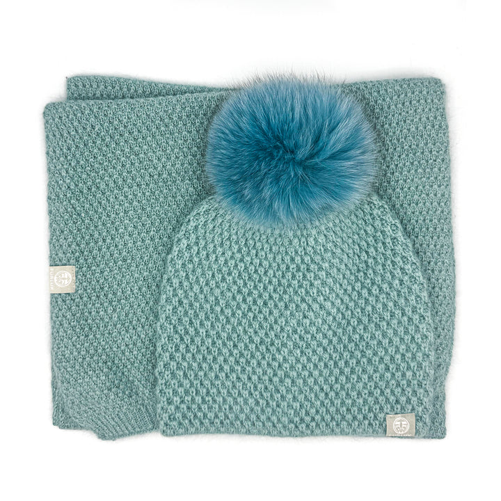Ensemble tuque foulard turquoise de Furlux