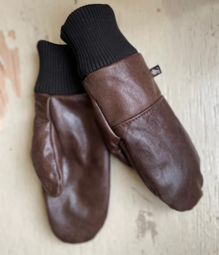 Mitaines Lhasa cuir recyclé et suède brun de Kazak