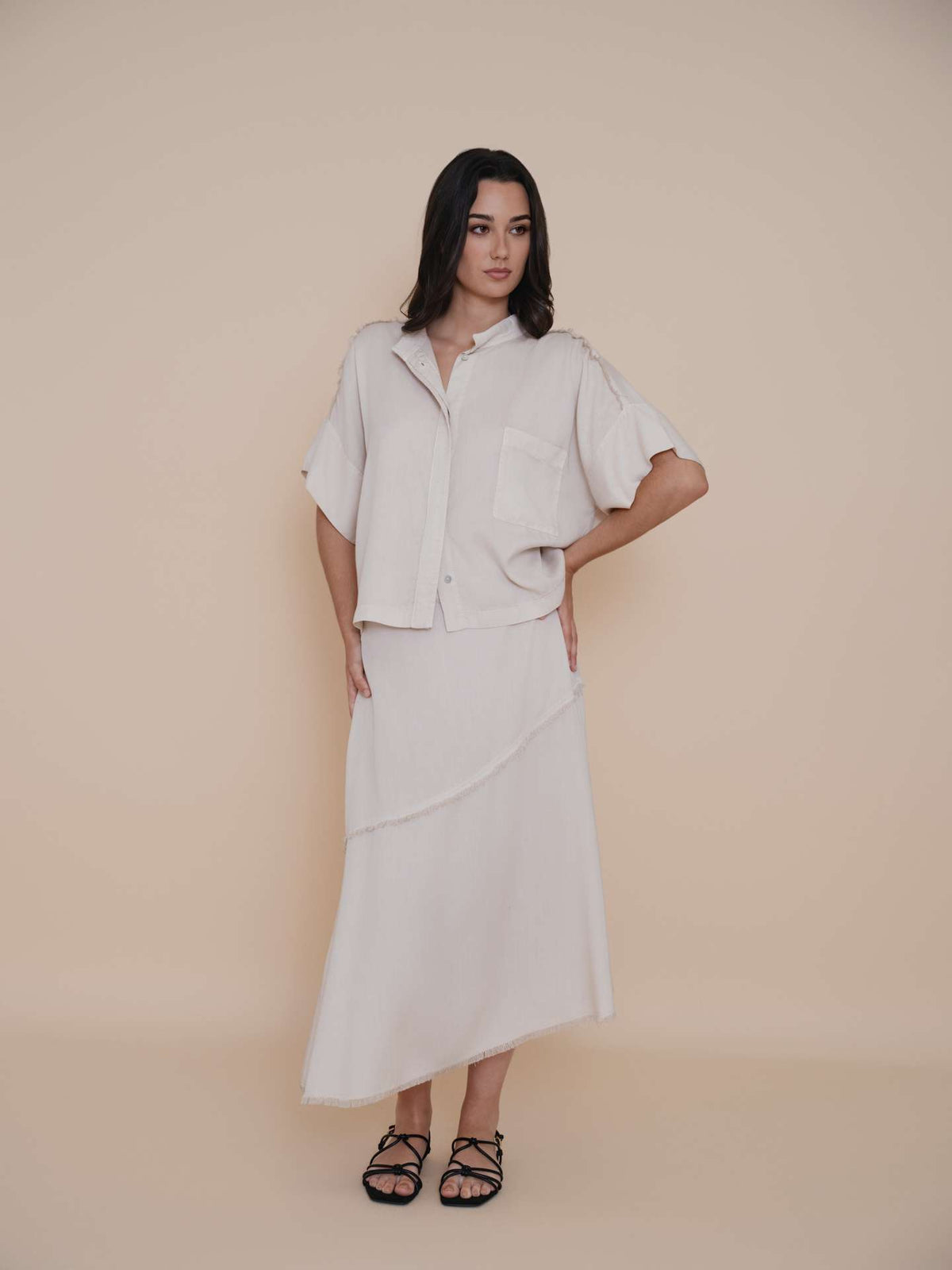 Chemisier franges beige de WNT