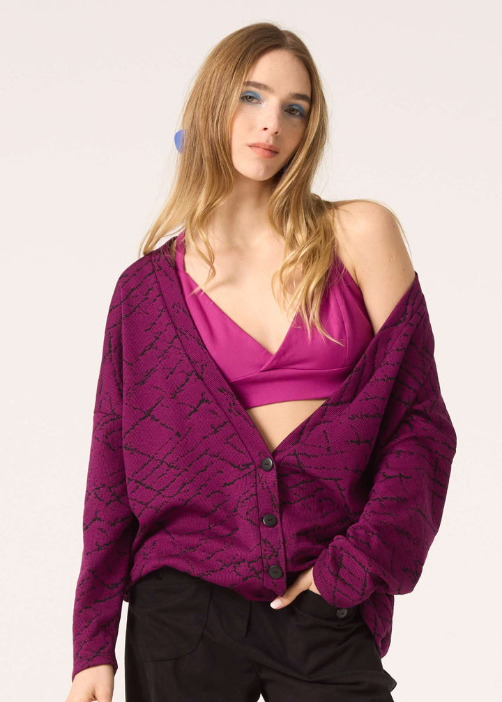 Cardigan Woodland magenta de Cokluch