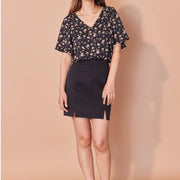 Haut Anastasia fleuri rose et jaune par Cherry Bobin
