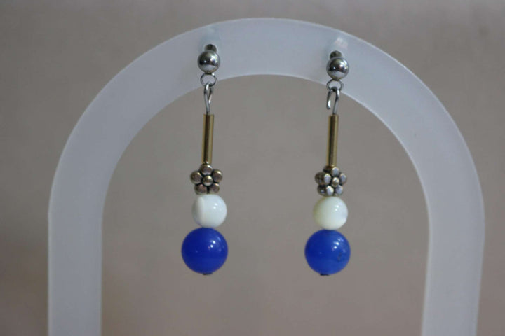 Boucles d'oreilles jade bleu BO-3 de Créations Myle