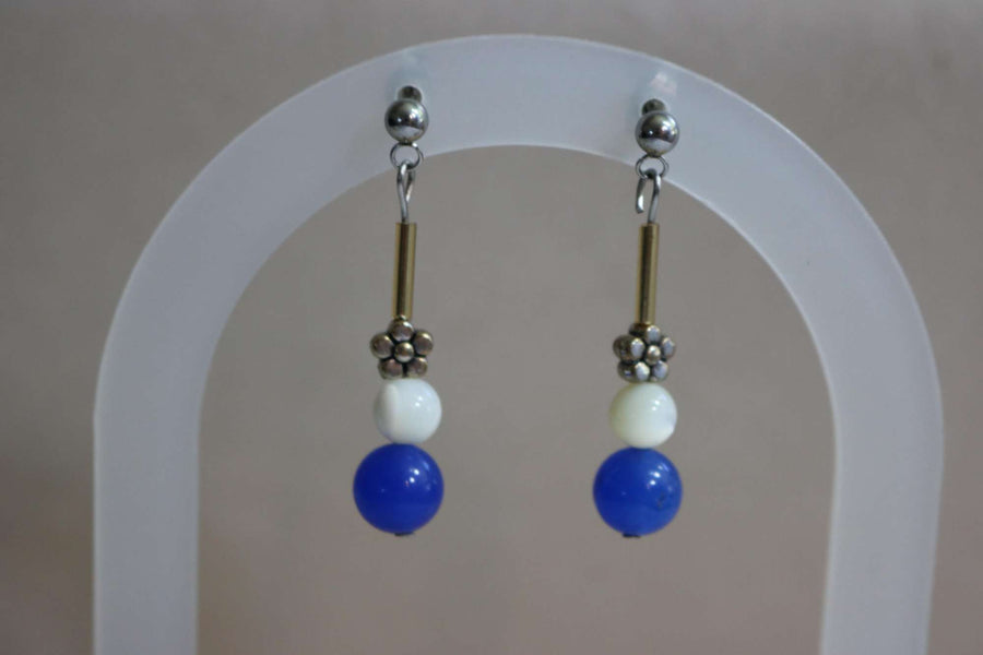 Boucles d'oreilles jade bleu BO-3 de Créations Myle