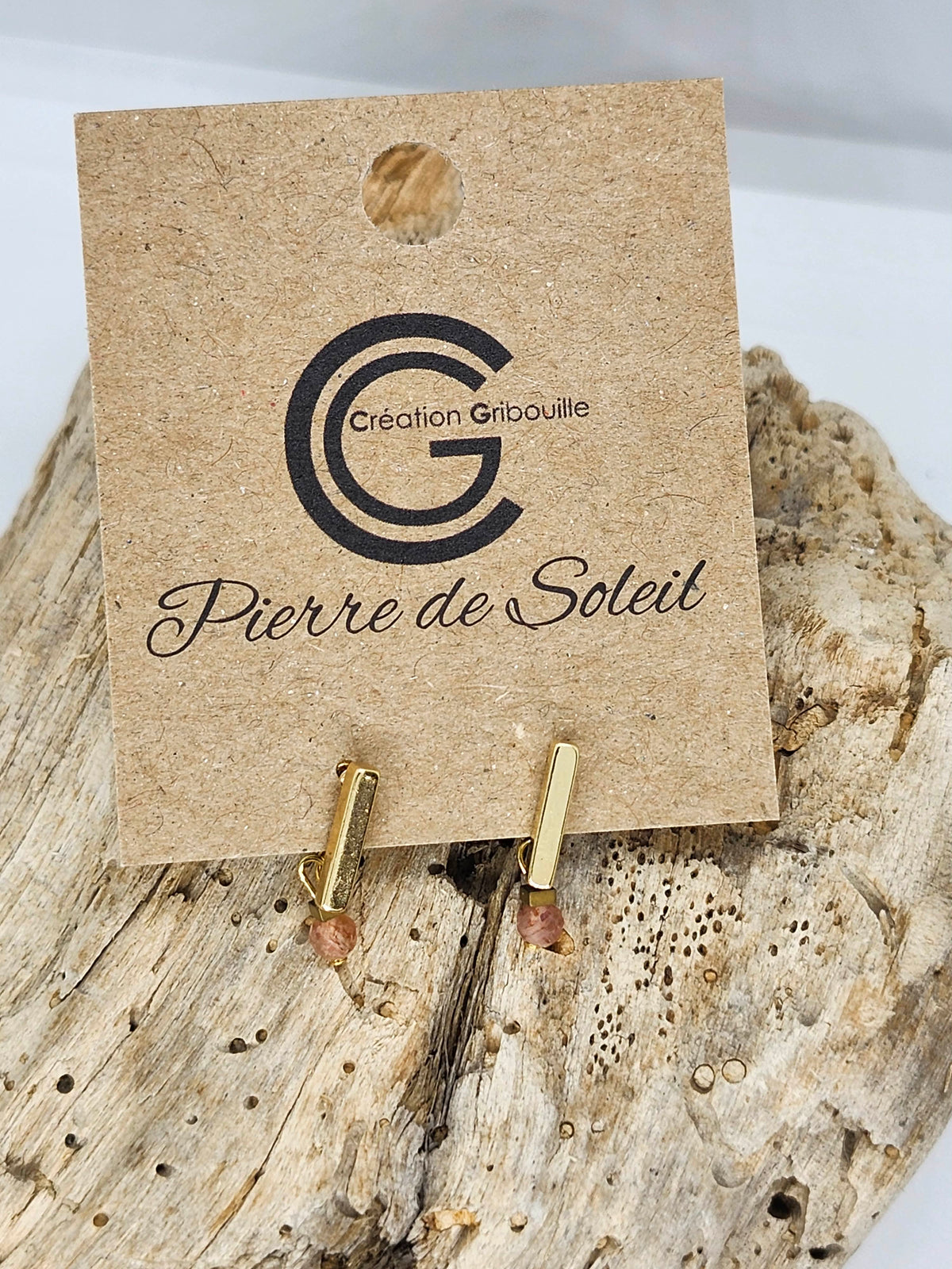 Boucles d'oreilles pierre de soleil #701 de Gribouille