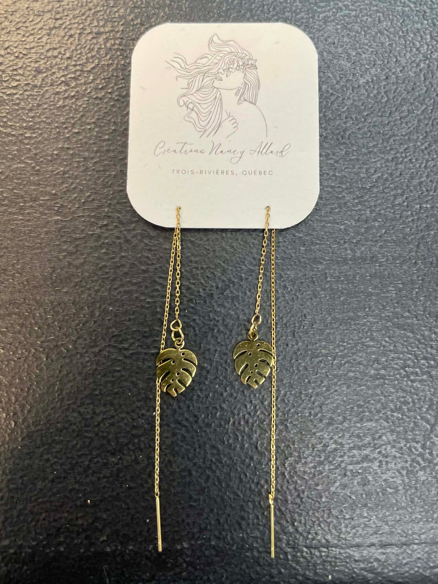 Boucles D'oreilles Pendantes 5 Anneaux Argentés - Style Empilé, Métal, Neuf Sans Emballage