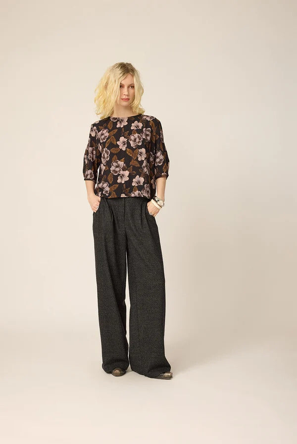 Blouse Morgan flowers noir de Cokluch