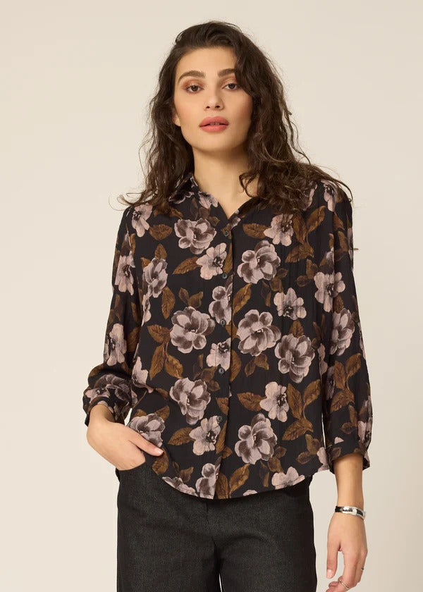 Chemisier June flowers noir de Cokluch