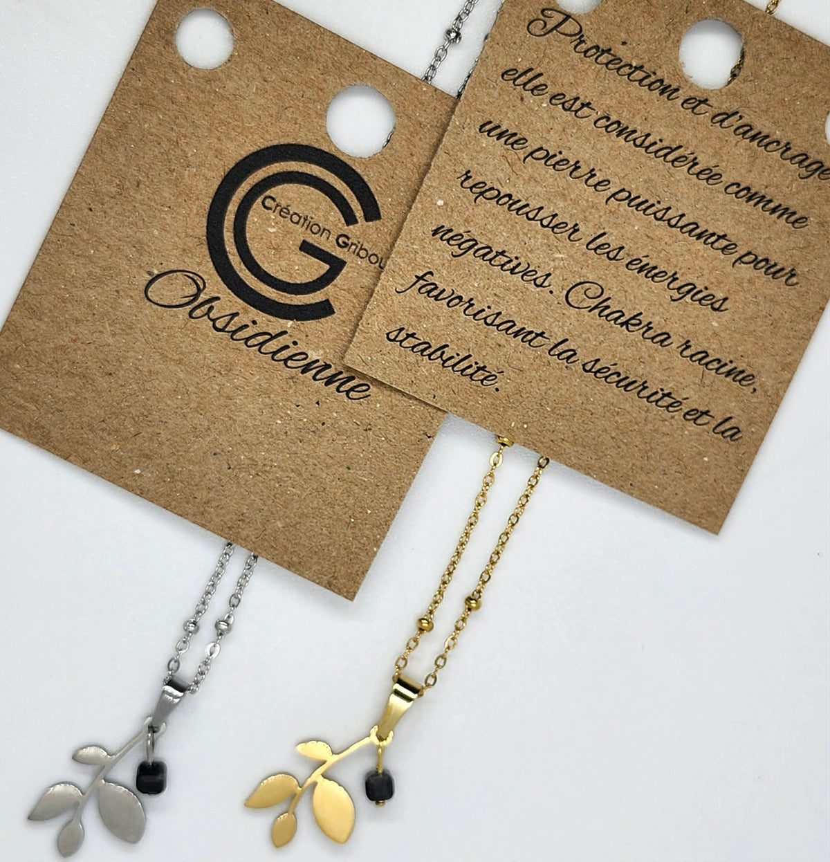 Collier obsidienne doré #717 de Gribouille