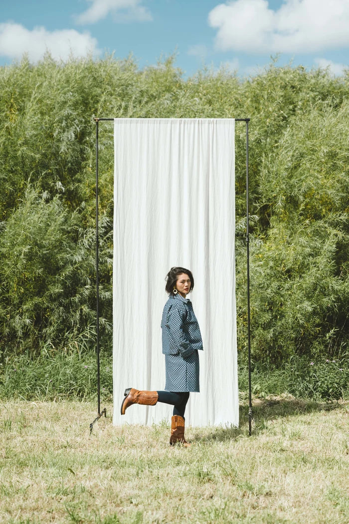 Jupe barberis carreaux denim de Kazak