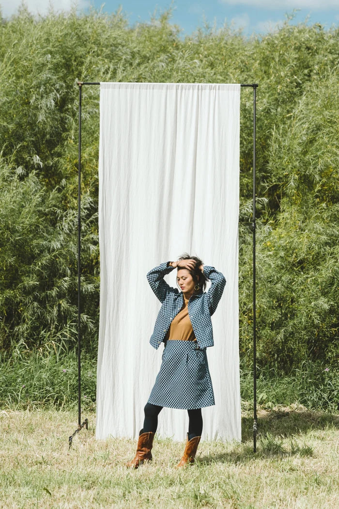 Jupe barberis carreaux denim de Kazak