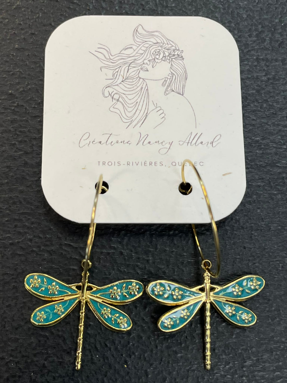 Boucles d'oreilles libellules bleues par Nancy Allard