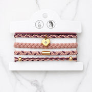 Lot de 4 Bracelet élastiques à cheveux mauves et roses de Tokade