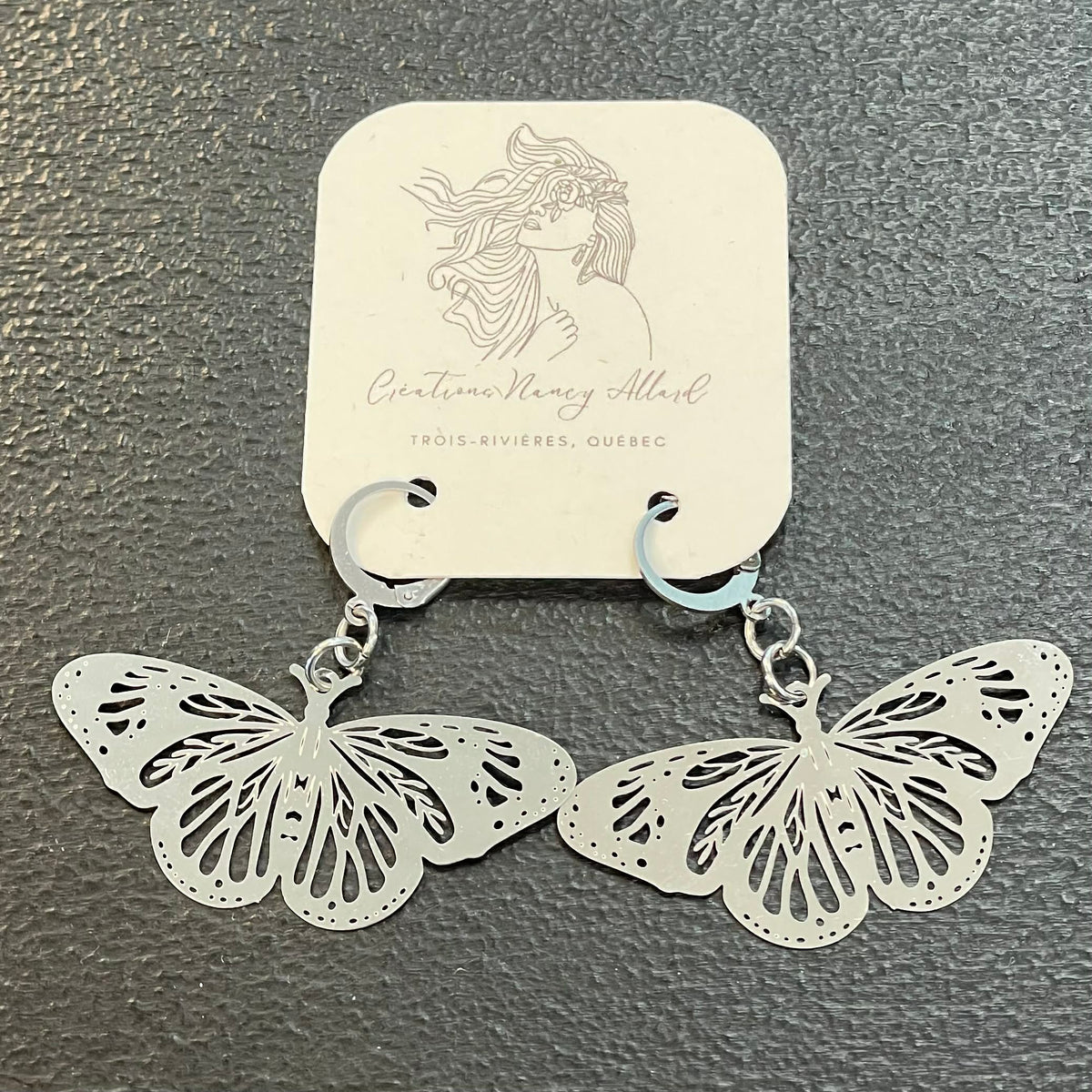 Boucles d'oreilles papillons argent #3 par Nancy Allard