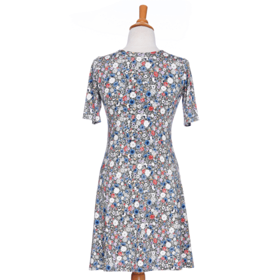 Robe Bellini fleuri kaki de Rien ne se perd tout se crée