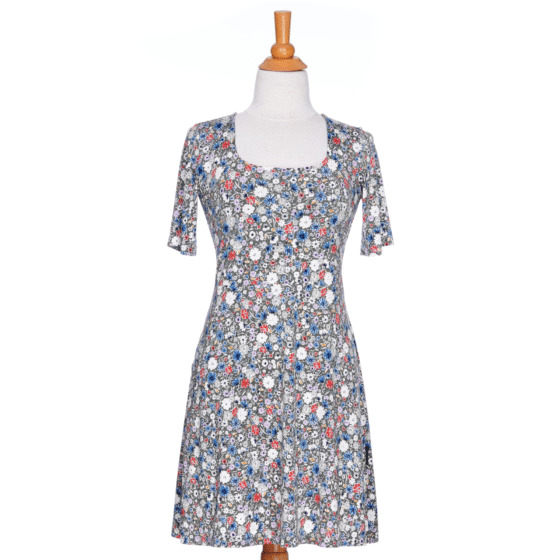 Robe Bellini fleuri kaki de Rien ne se perd tout se crée