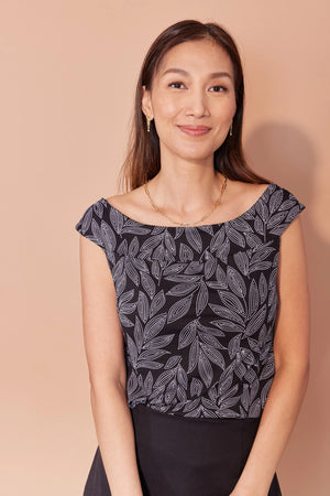 Cami Simone feuilles noir et blanc par Cherry Bobin