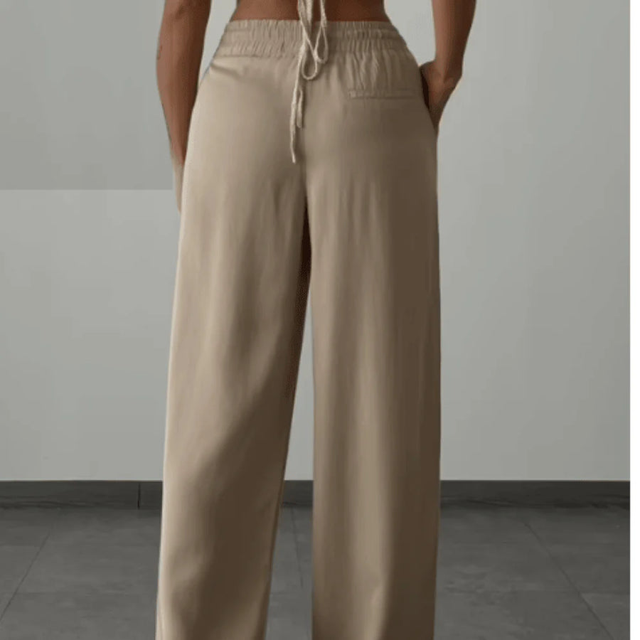 Pantalon tencel large tan de Coeur d'Éléphant