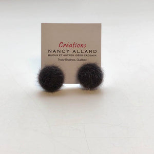Boucles d'oreilles Fourrure synthétique charcoal par Nancy Allard