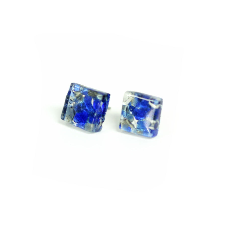 Boucles d'oreilles Motifs bleu et gris 2 de Cré-Art