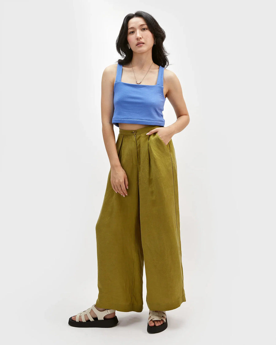 Pantalon Saphir large cintré vert par Marigold