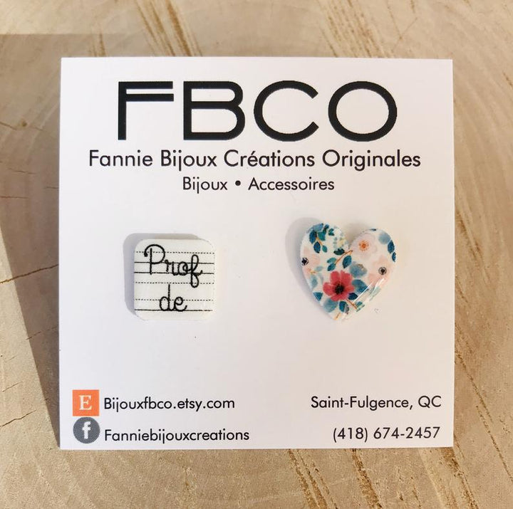 Boucles d'oreilles Prof de coeur par FBCO