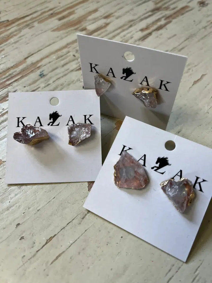 Boucles d'oreilles quartz rose de Kazak